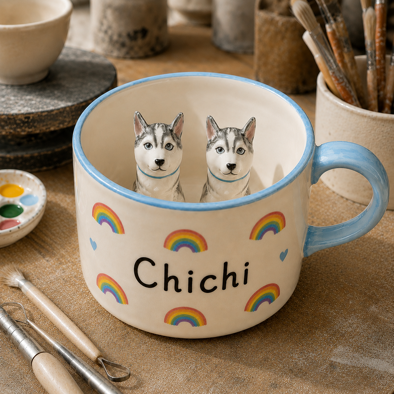 Personalized Pet Coffee Mug with Hidden Animal Figurine Inside