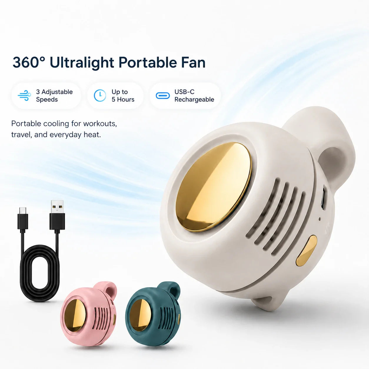 【Buy 3 Free Shipping】No-Sweat Wearable Cooling Fan | Ultralight 360° Clip-On AC to Save Your Makeup ✨