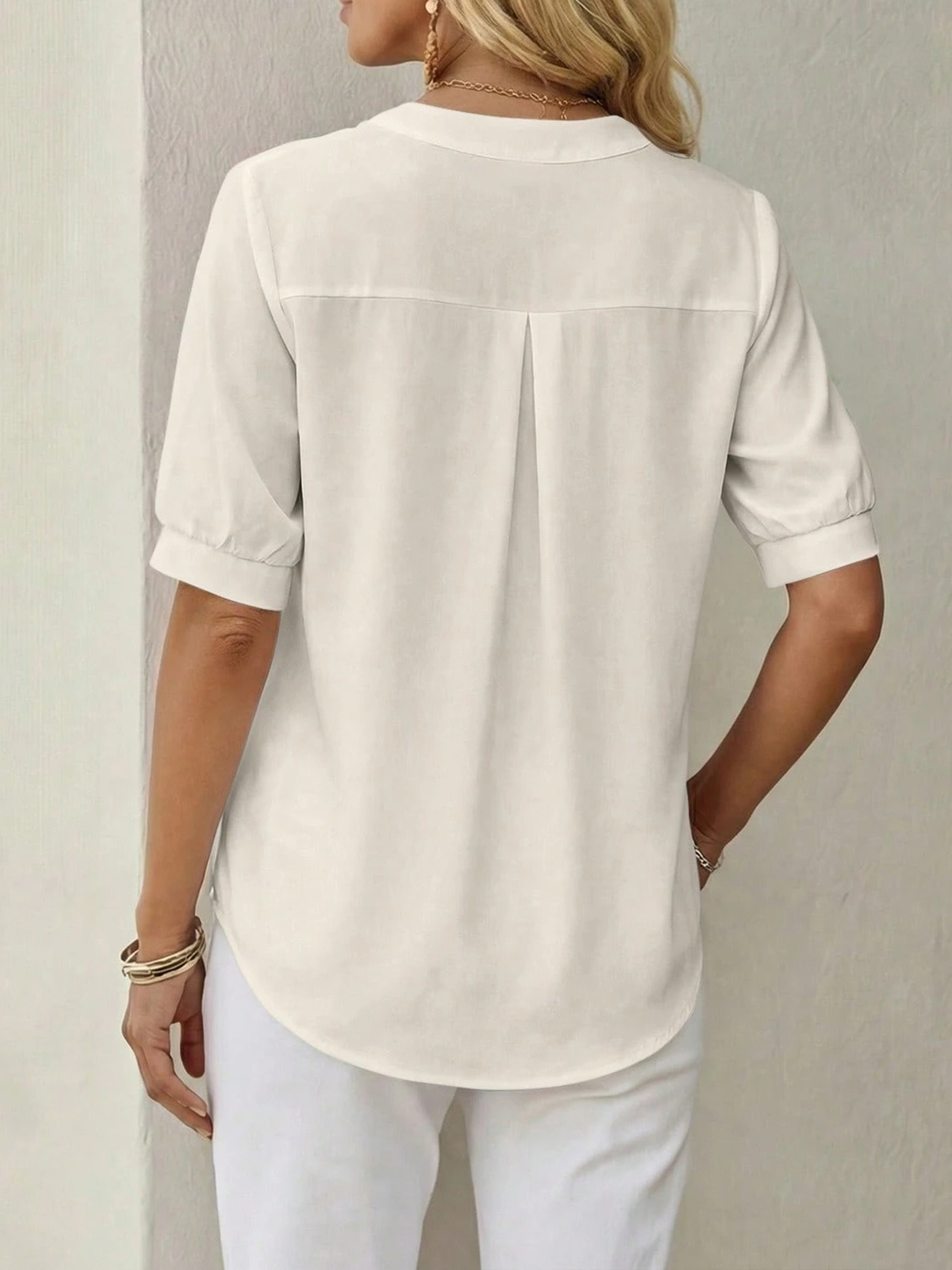 Women Botanical Print Puff Sleeve Blouse