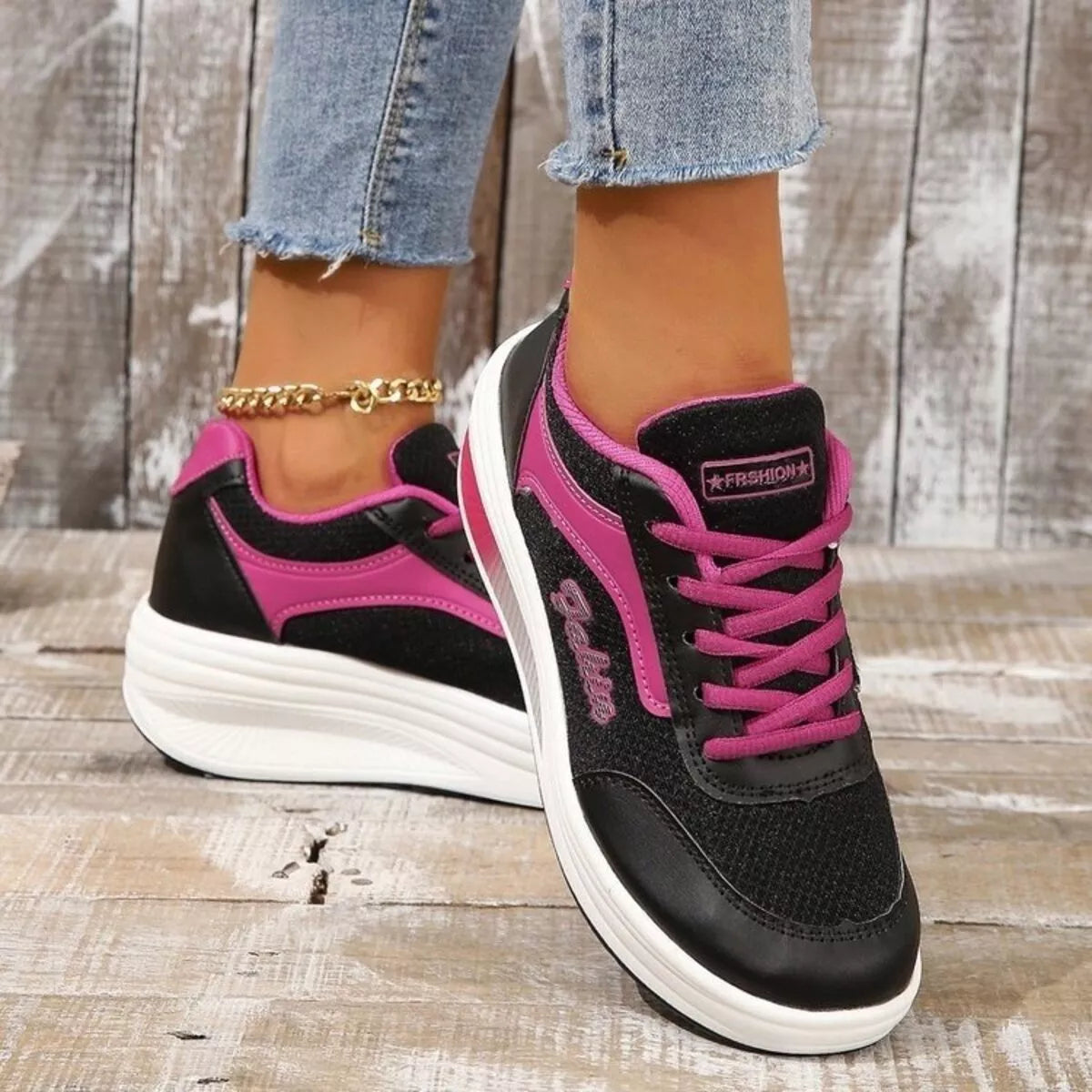 Round Toe Platform Athletic Shoes – Sporty
