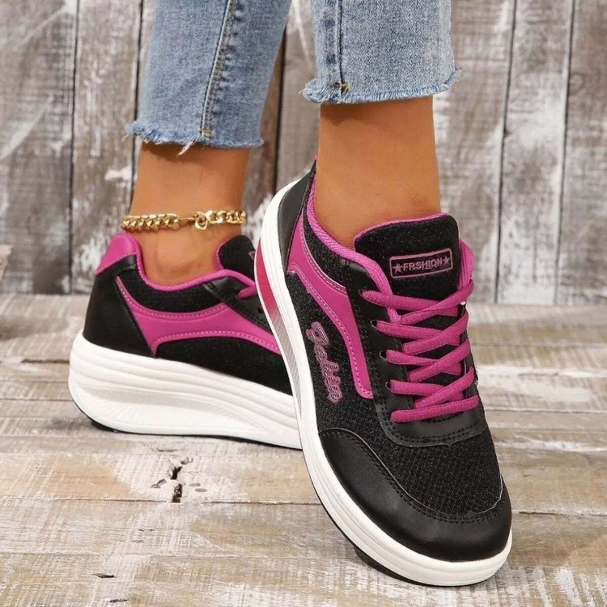 Round Toe Platform Athletic Shoes – Sporty