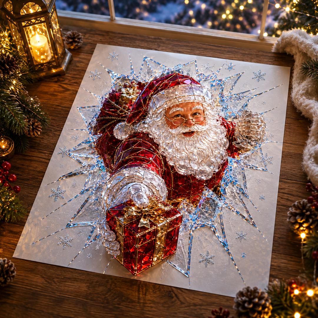 🔥Limited time 49% OFF -✨🎄Crystal Christmas Break-In Window Decal — 3D Shattered-Glass Holiday Window Decoration