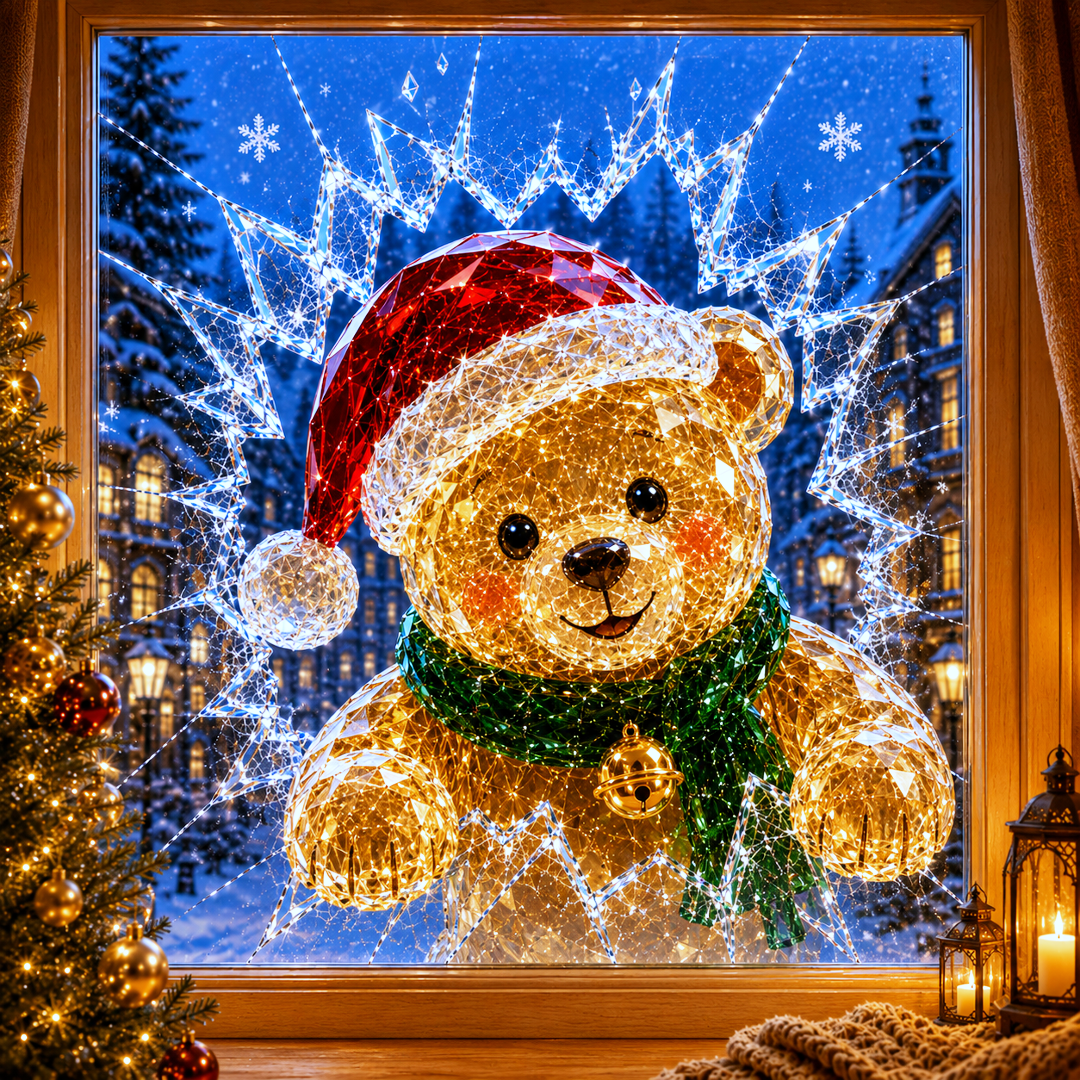 🔥Limited time 49% OFF -✨🎄Crystal Christmas Break-In Window Decal — 3D Shattered-Glass Holiday Window Decoration