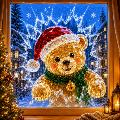 🔥Limited time 49% OFF -✨🎄Crystal Christmas Break-In Window Decal — 3D Shattered-Glass Holiday Window Decoration
