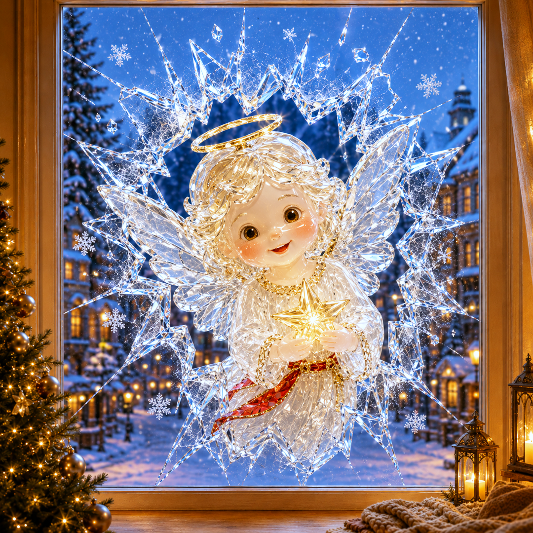 🔥Limited time 49% OFF -✨🎄Crystal Christmas Break-In Window Decal — 3D Shattered-Glass Holiday Window Decoration
