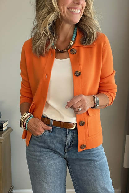 🔥 Last 3 in stock!Casual Lapel Pocket Solid Color Jacket