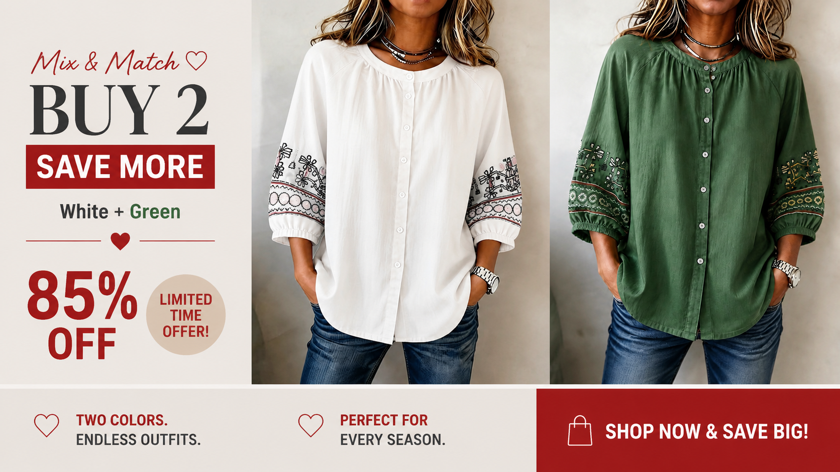 Women's Casual Round Neck Button-Up Three-Quarter Sleeve Shirt