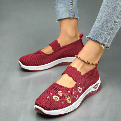 Women Orthopedic Shoes Breathable Arch-support Blossom Cherry Vintage Non-slip Mesh