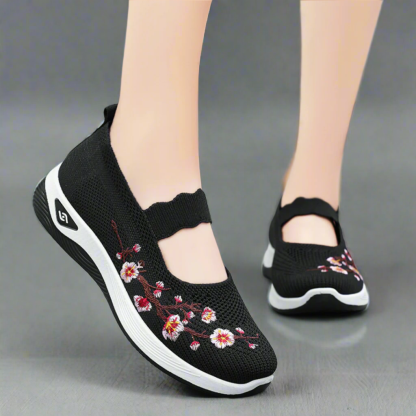 Women Orthopedic Shoes Breathable Arch-support Blossom Cherry Vintage Non-slip Mesh