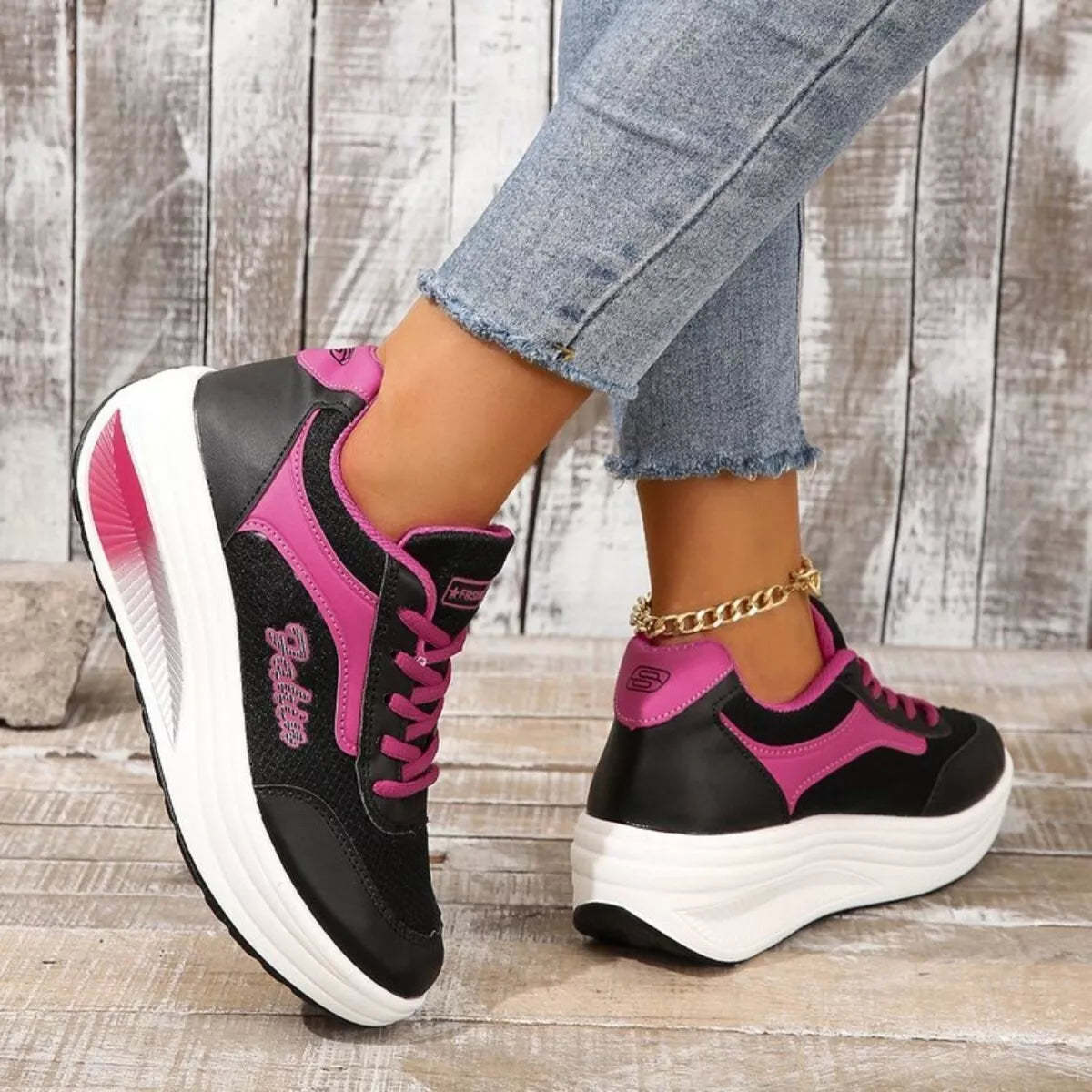 Round Toe Platform Athletic Shoes – Sporty