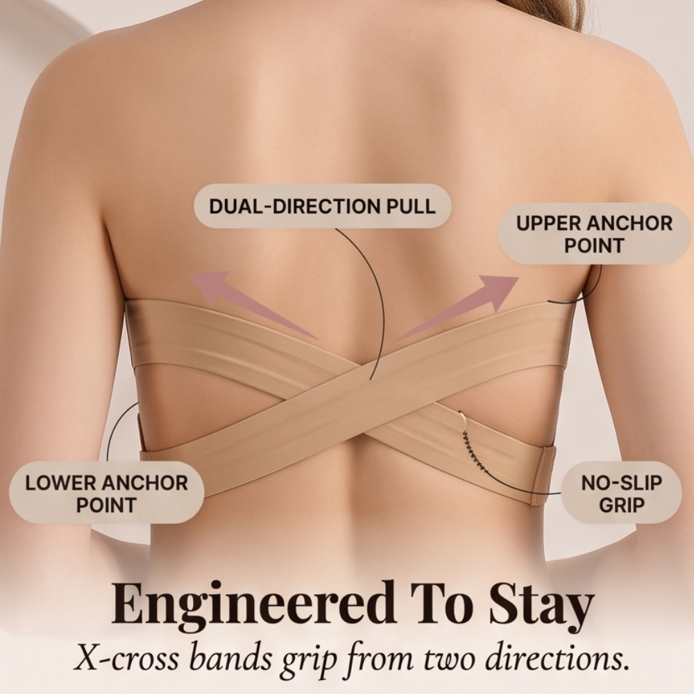 Strapless Bra with Crossover Back