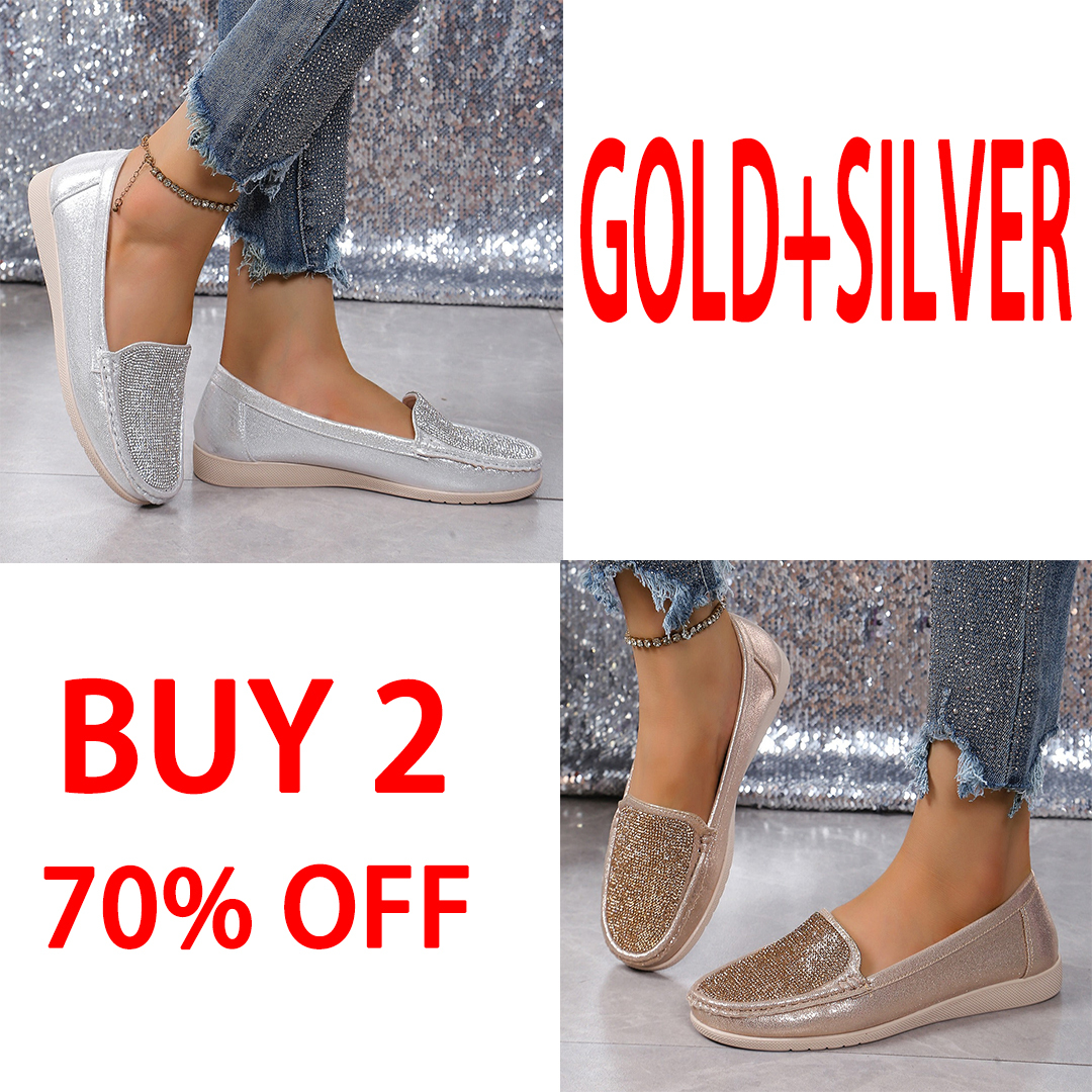 Suprclark Women's Rhinestone-Look Moc-Toe Slip-On Loafers - 2 Colors
