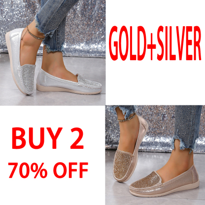 Suprclark Women's Rhinestone-Look Moc-Toe Slip-On Loafers - 2 Colors