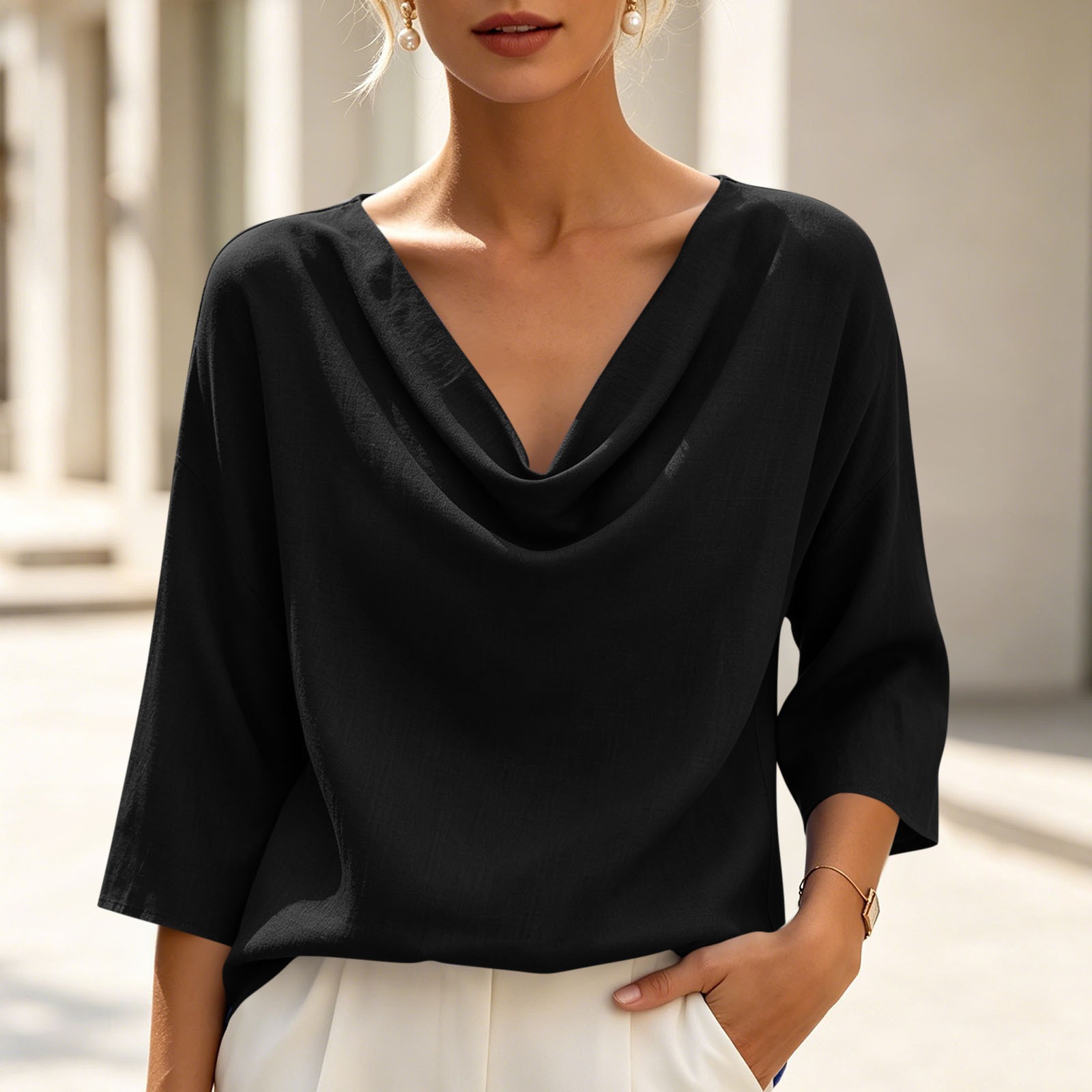 CLEARANCE SALE🔥Elegant retro high-neck cotton and linen shirt
