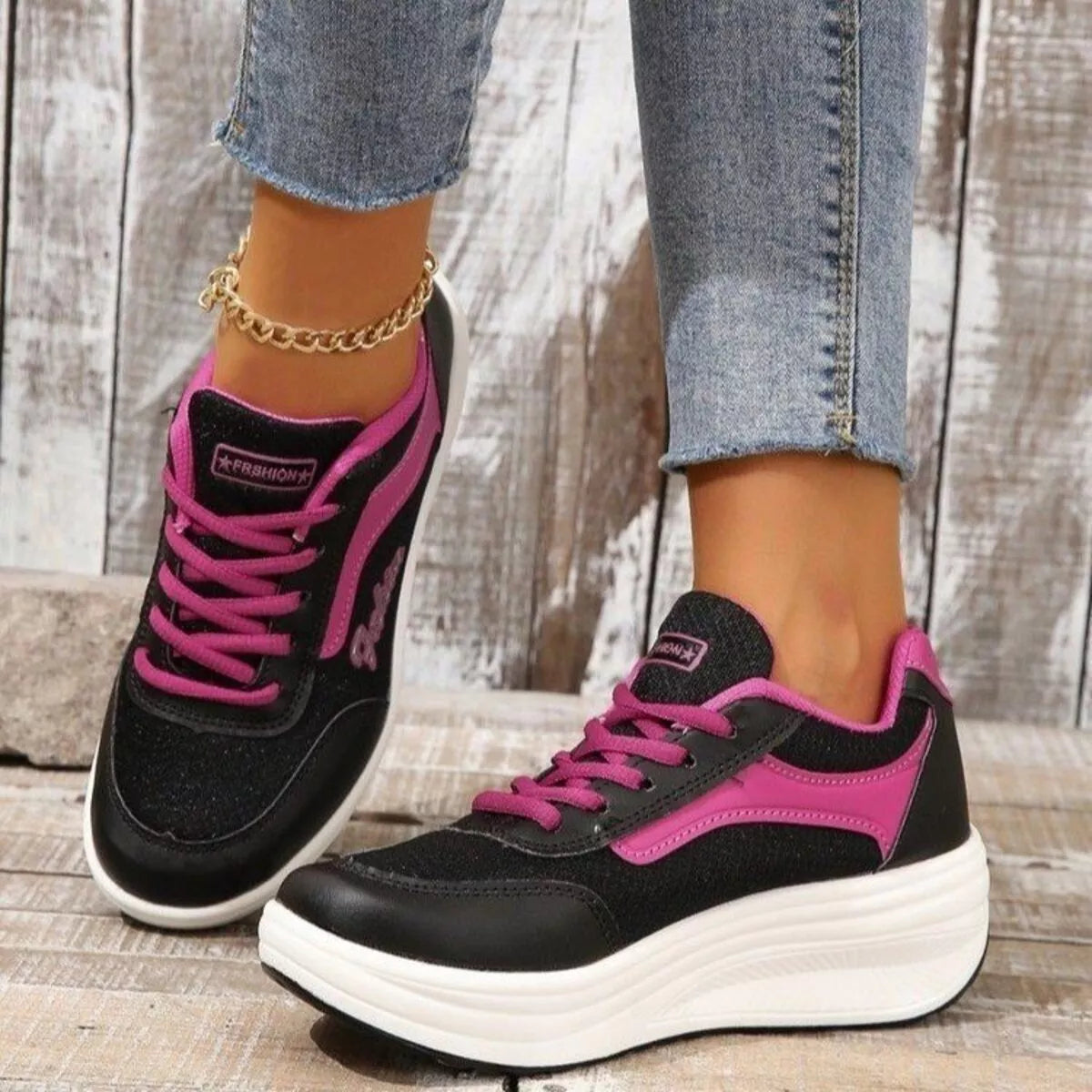 Round Toe Platform Athletic Shoes – Sporty