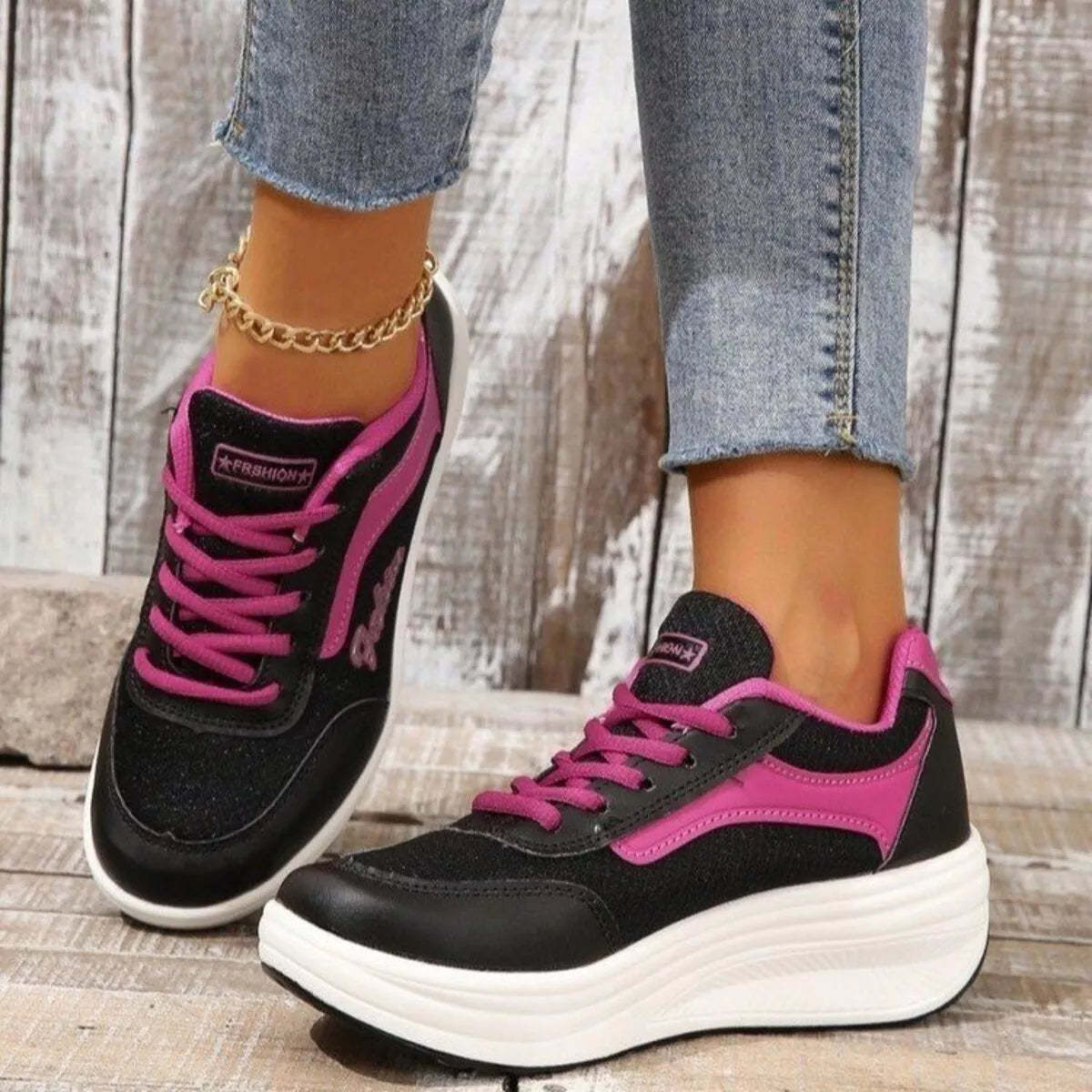 Round Toe Platform Athletic Shoes – Sporty