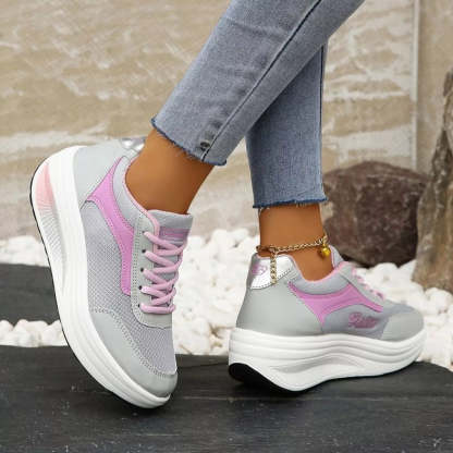 Round Toe Platform Athletic Shoes – Sporty