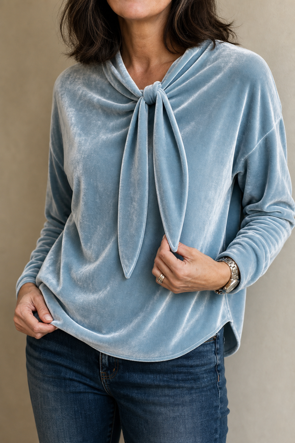 Tie-Neck Relaxed Blouse
