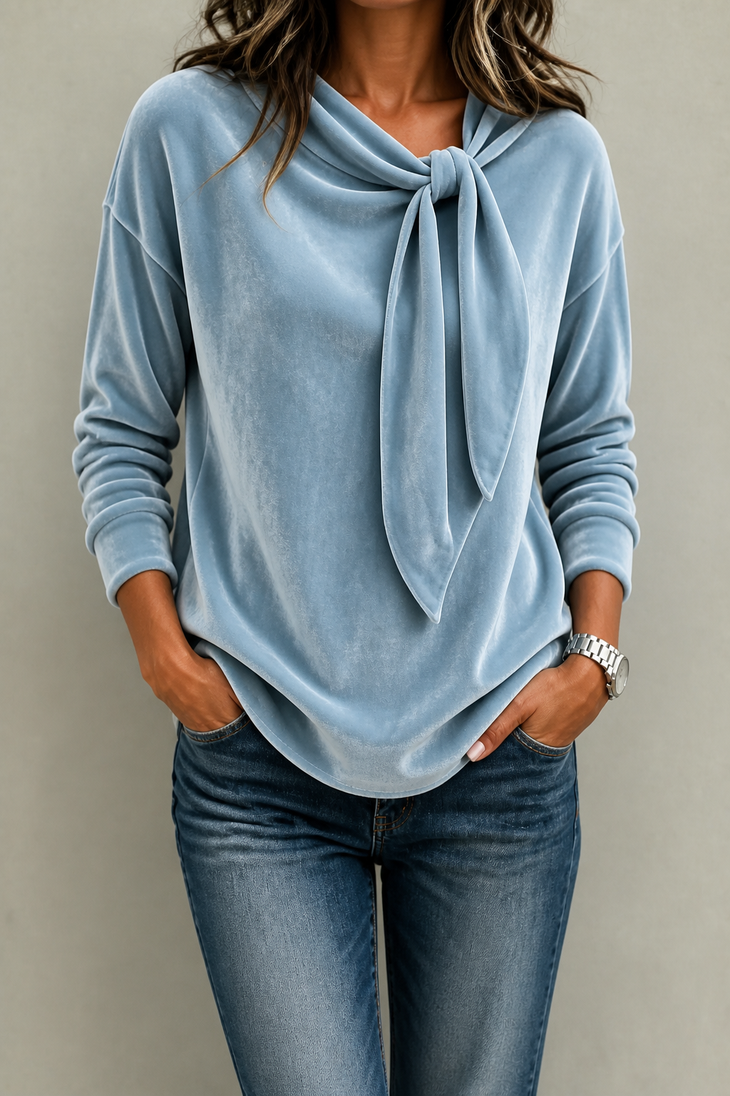 Tie-Neck Relaxed Blouse