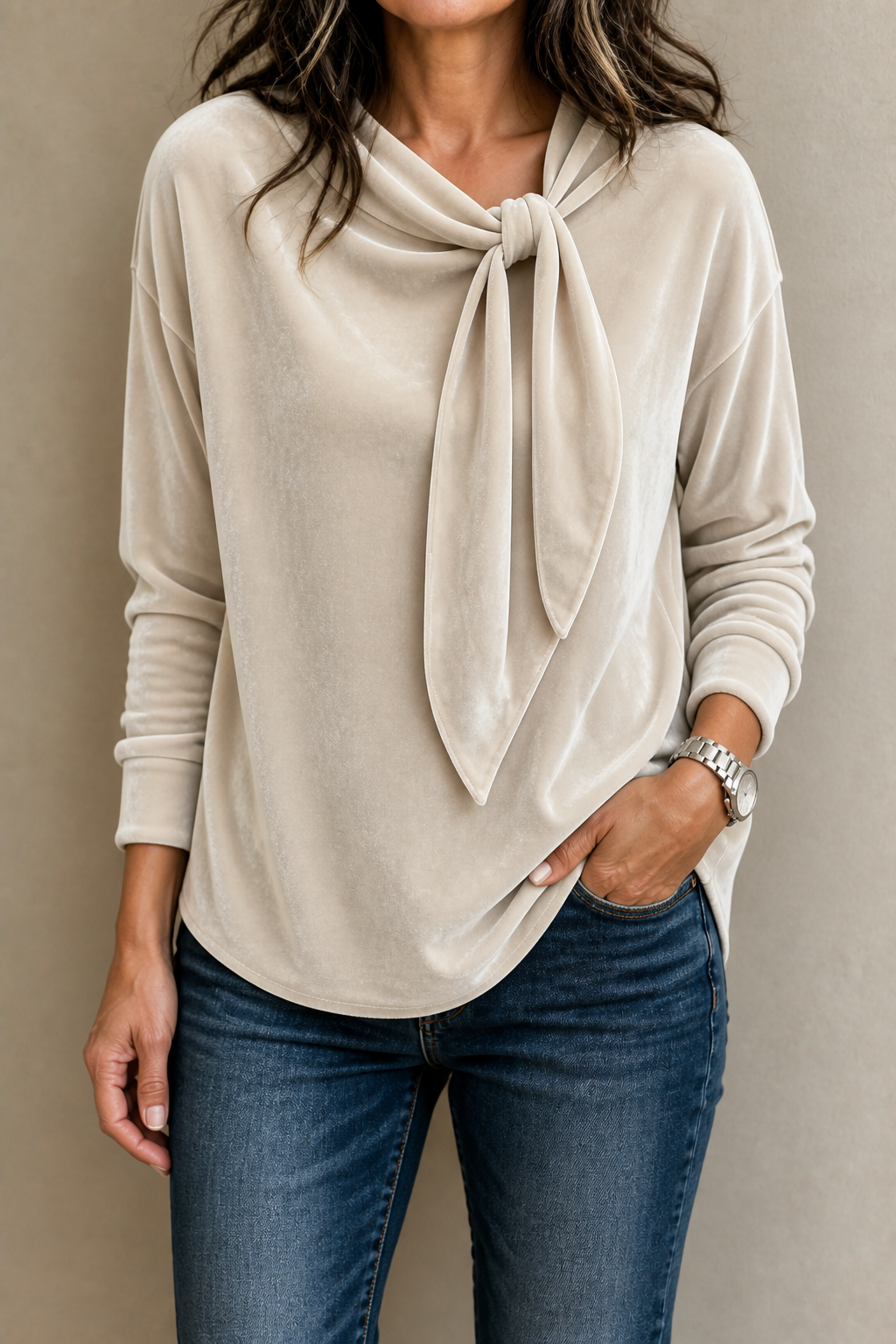 Tie-Neck Relaxed Blouse