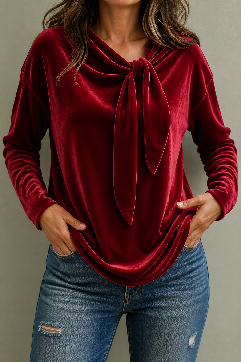 Tie-Neck Relaxed Blouse