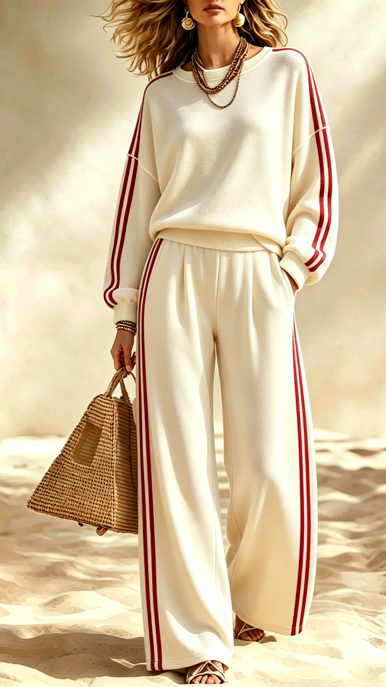 Effortless Striped Co-Ord Sweatsuit Set | Relaxed Loungewear Outfit