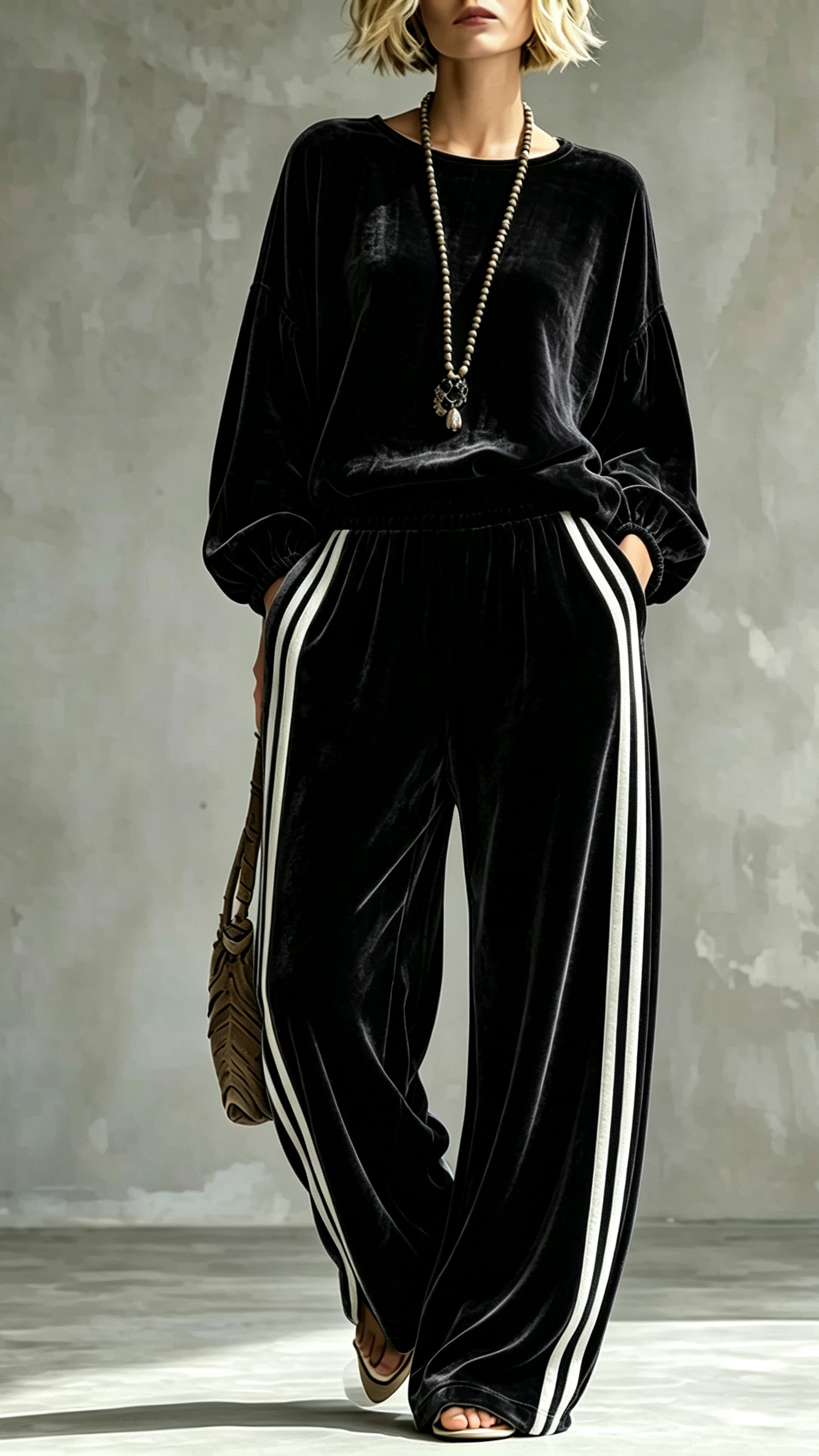 Velvet Striped 2-Piece Co-Ord Set