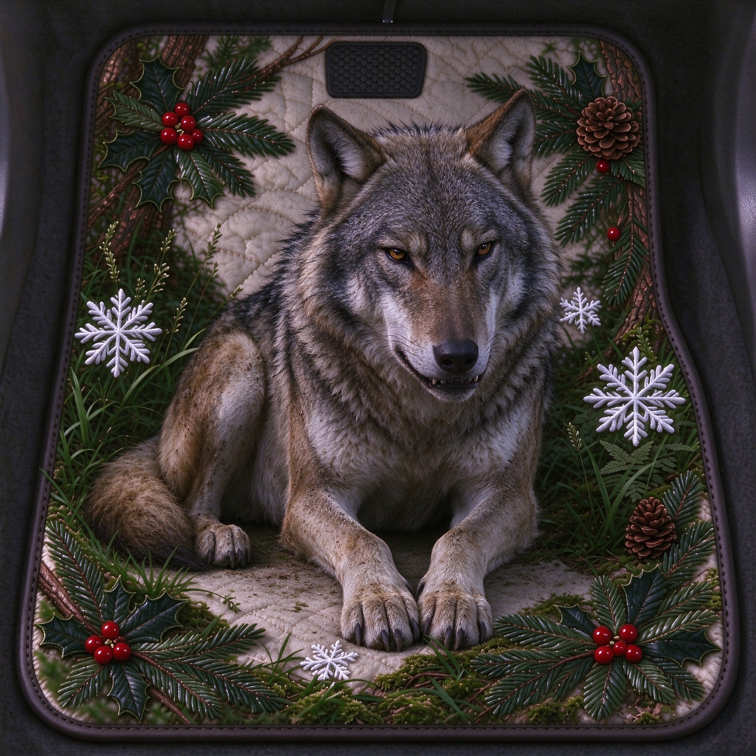 Quilted Spotted Deer Winter Car Cushion