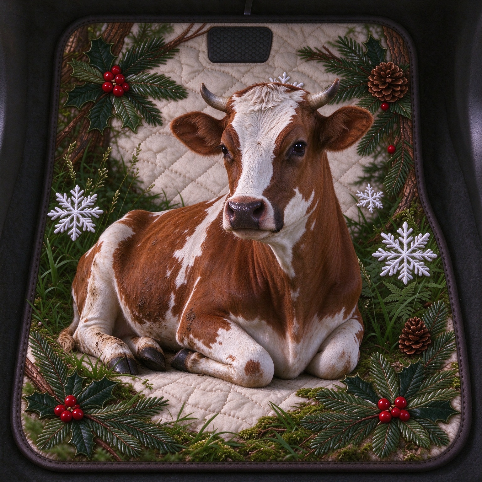 Quilted Spotted Deer Winter Car Cushion