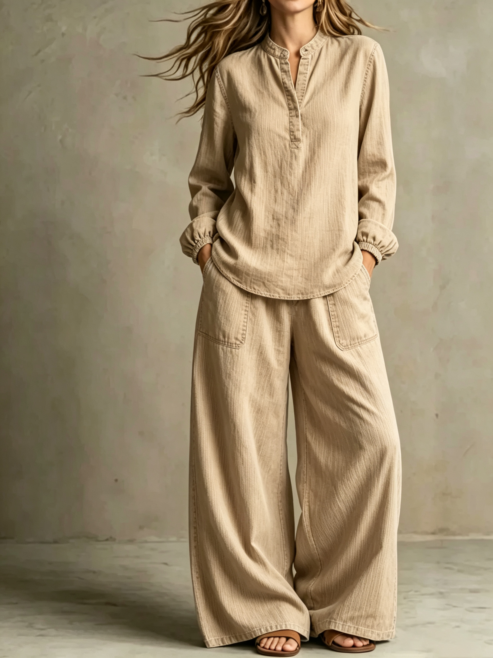 2-Piece Linen Blend Co-Ord Set