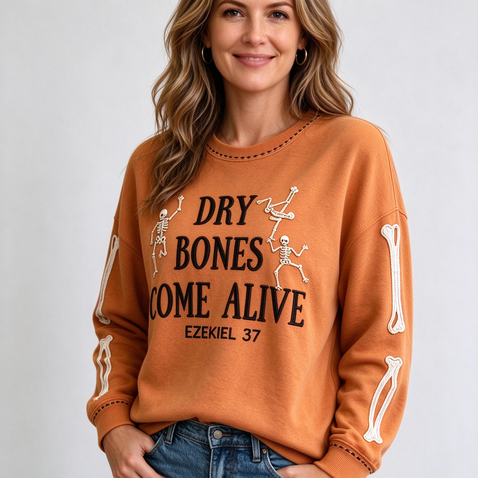 Orange Dry Bones Come Alive Sweatshirt