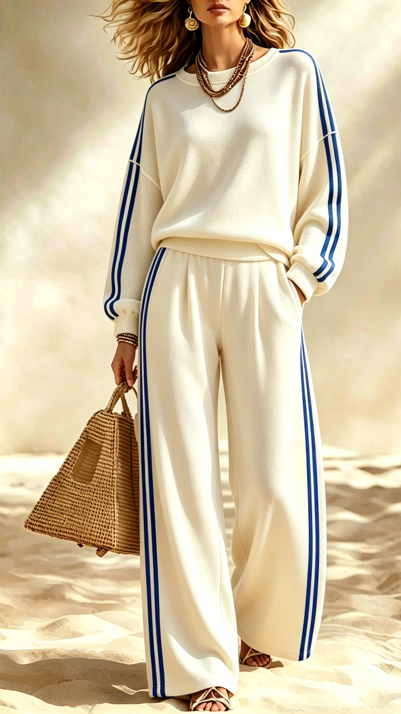 Effortless Striped Co-Ord Sweatsuit Set | Relaxed Loungewear Outfit