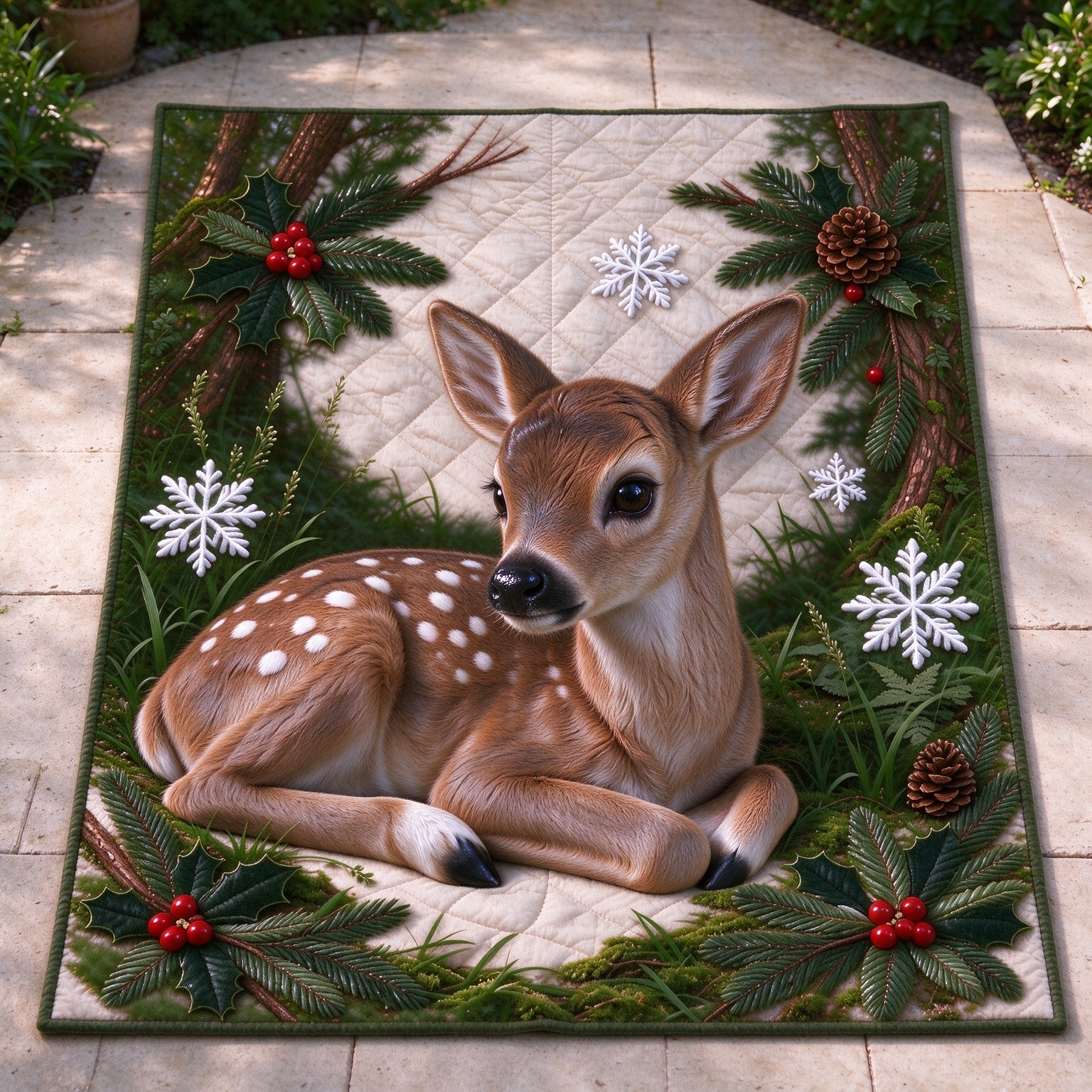 Deer Serenity Quilted Blanket
