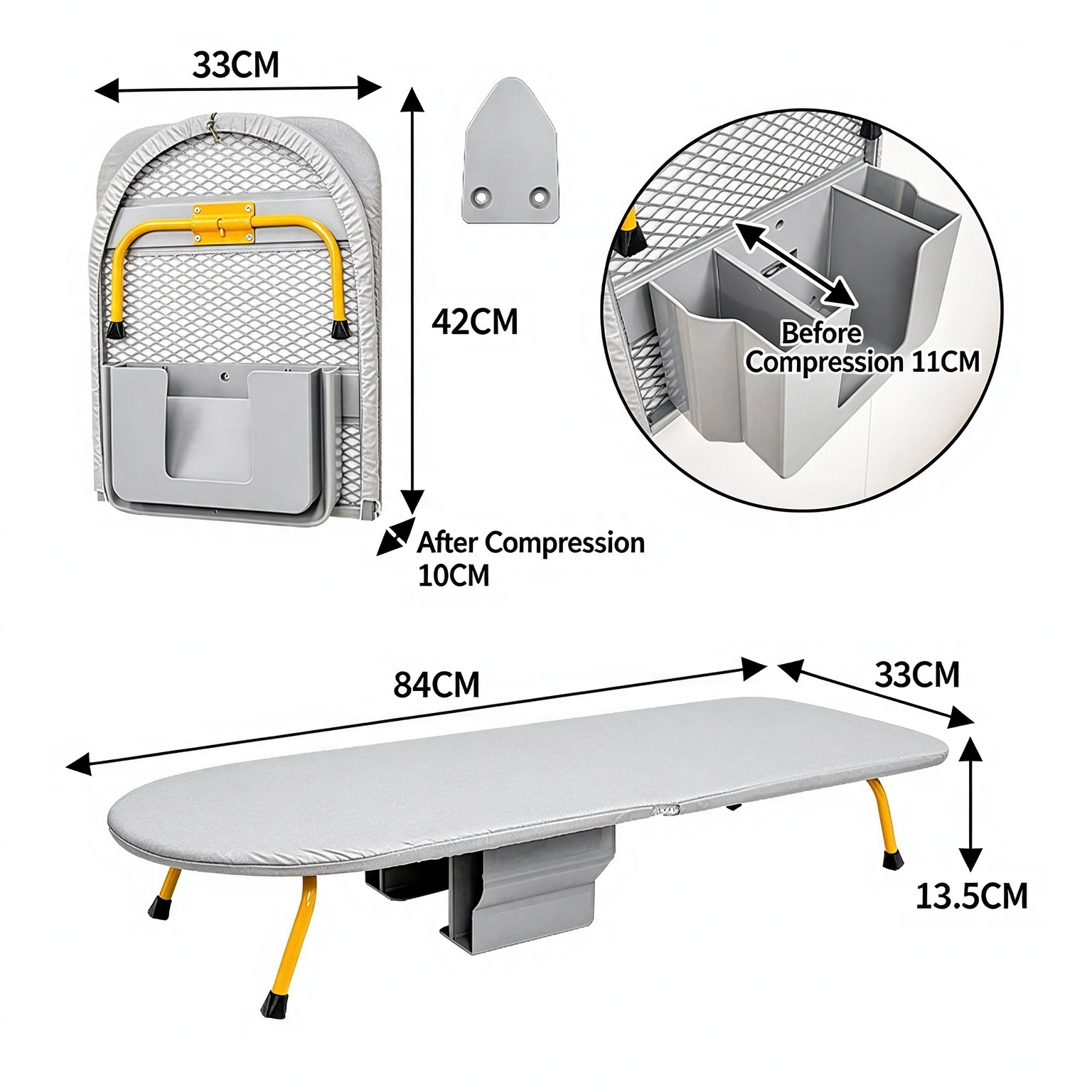 Foldable Tabletop & Wall Mount Ironing Board