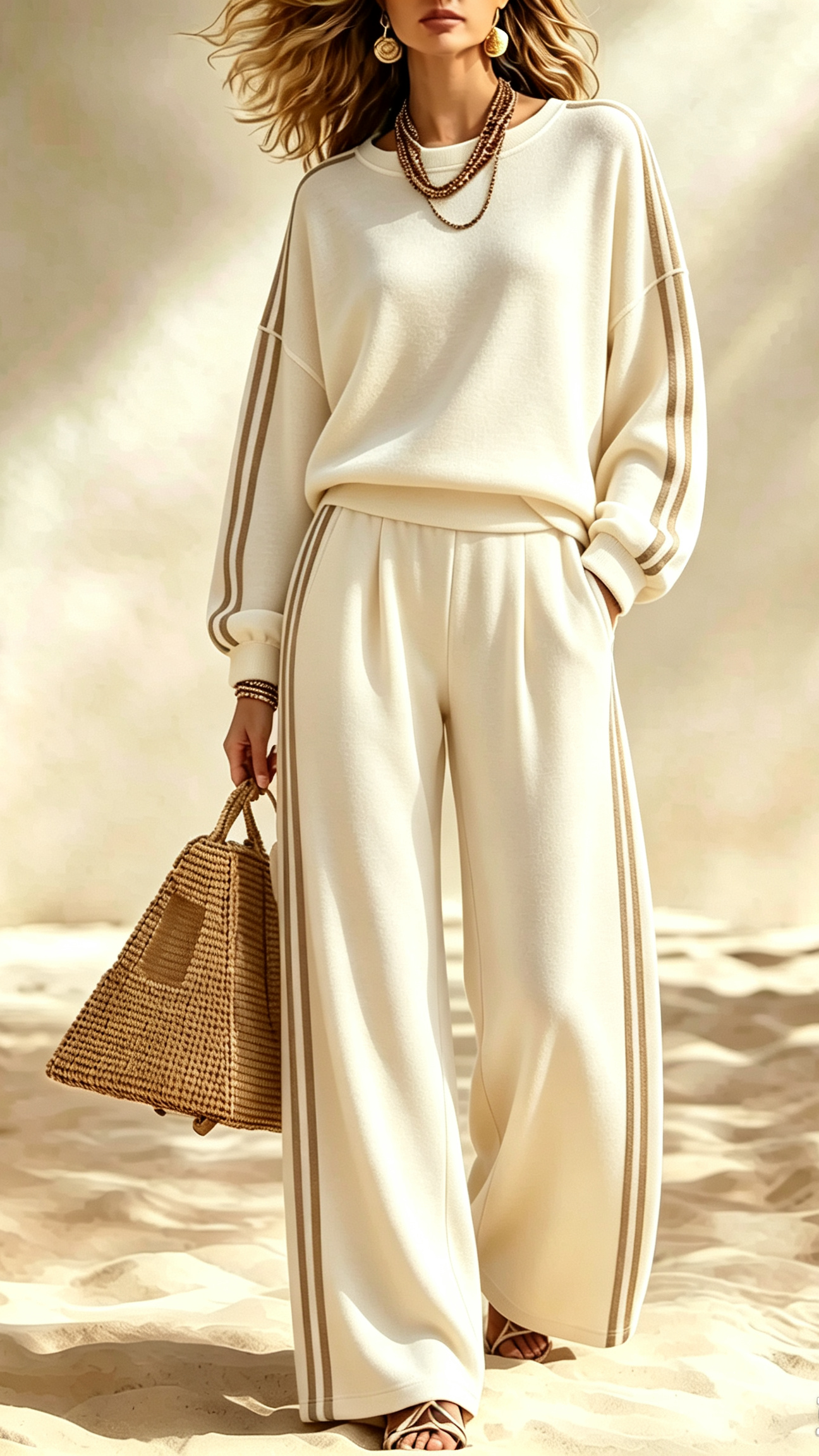 Effortless Striped Co-Ord Sweatsuit Set | Relaxed Loungewear Outfit