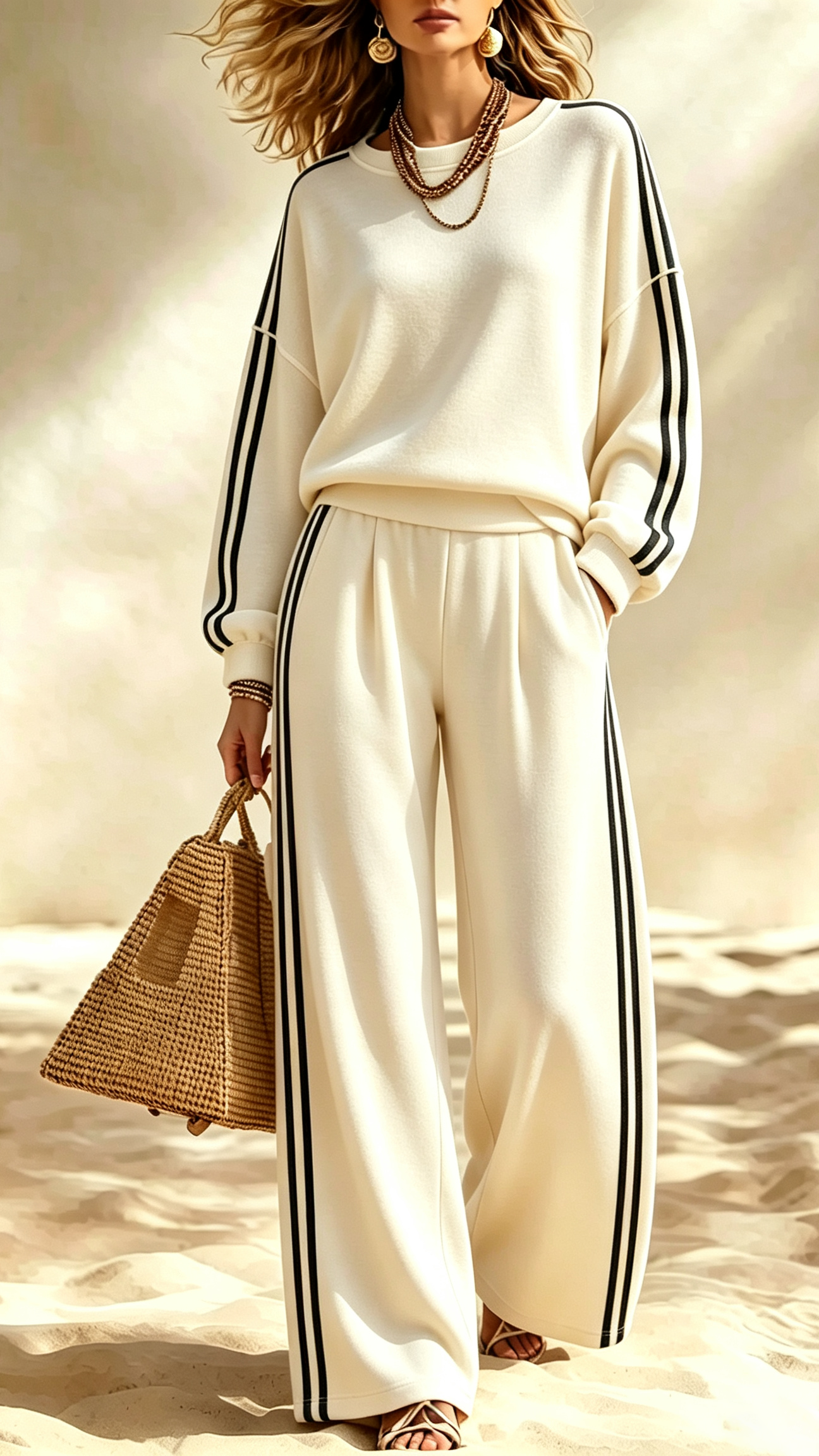 Effortless Striped Co-Ord Sweatsuit Set | Relaxed Loungewear Outfit