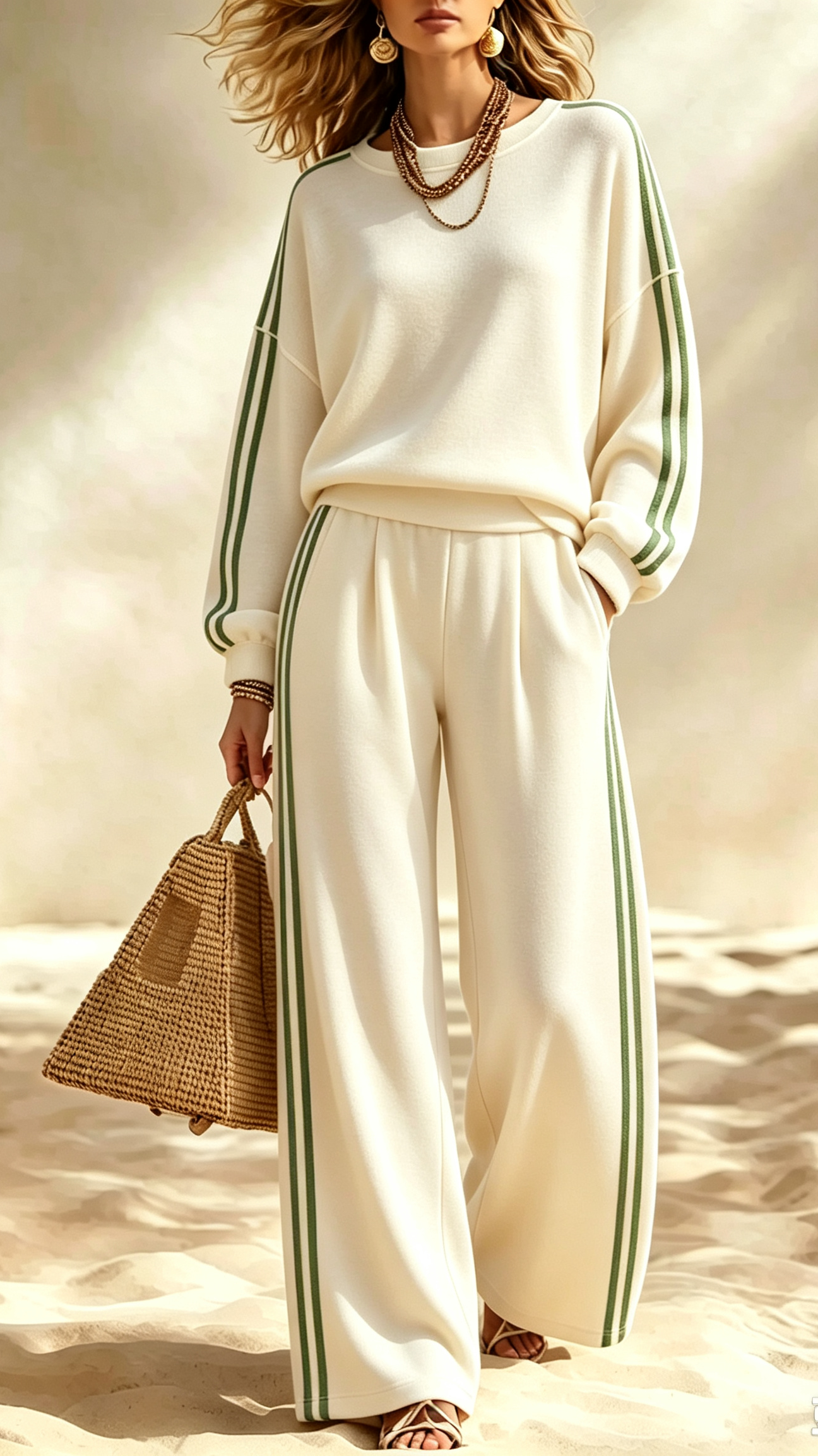 Effortless Striped Co-Ord Sweatsuit Set | Relaxed Loungewear Outfit