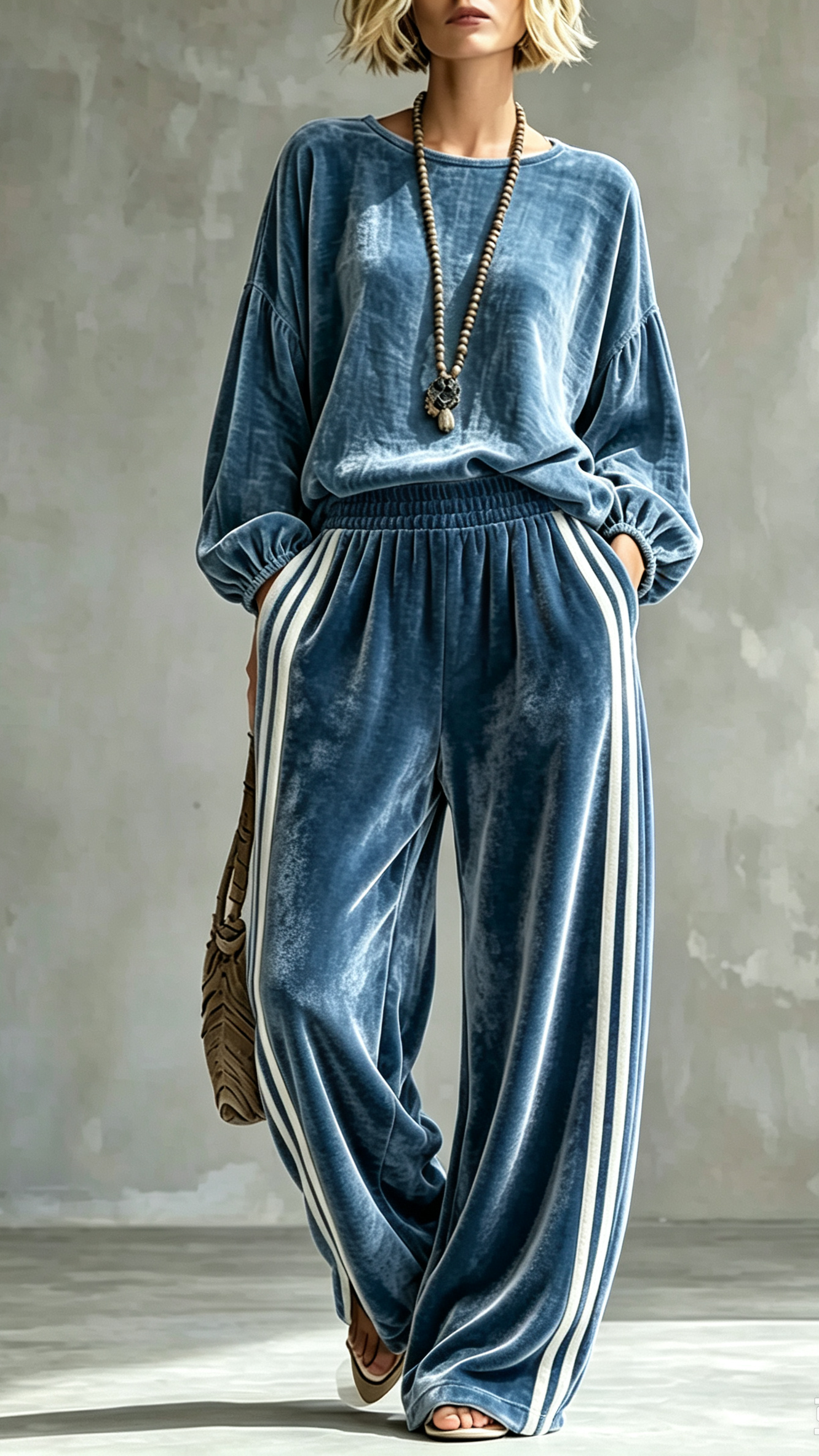 Velvet Striped 2-Piece Co-Ord Set