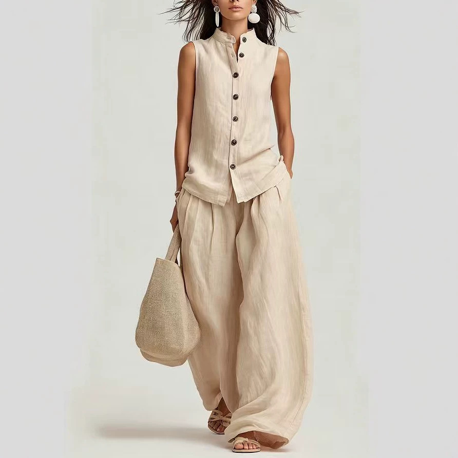 Blush Linen-Blend Two-Piece Set