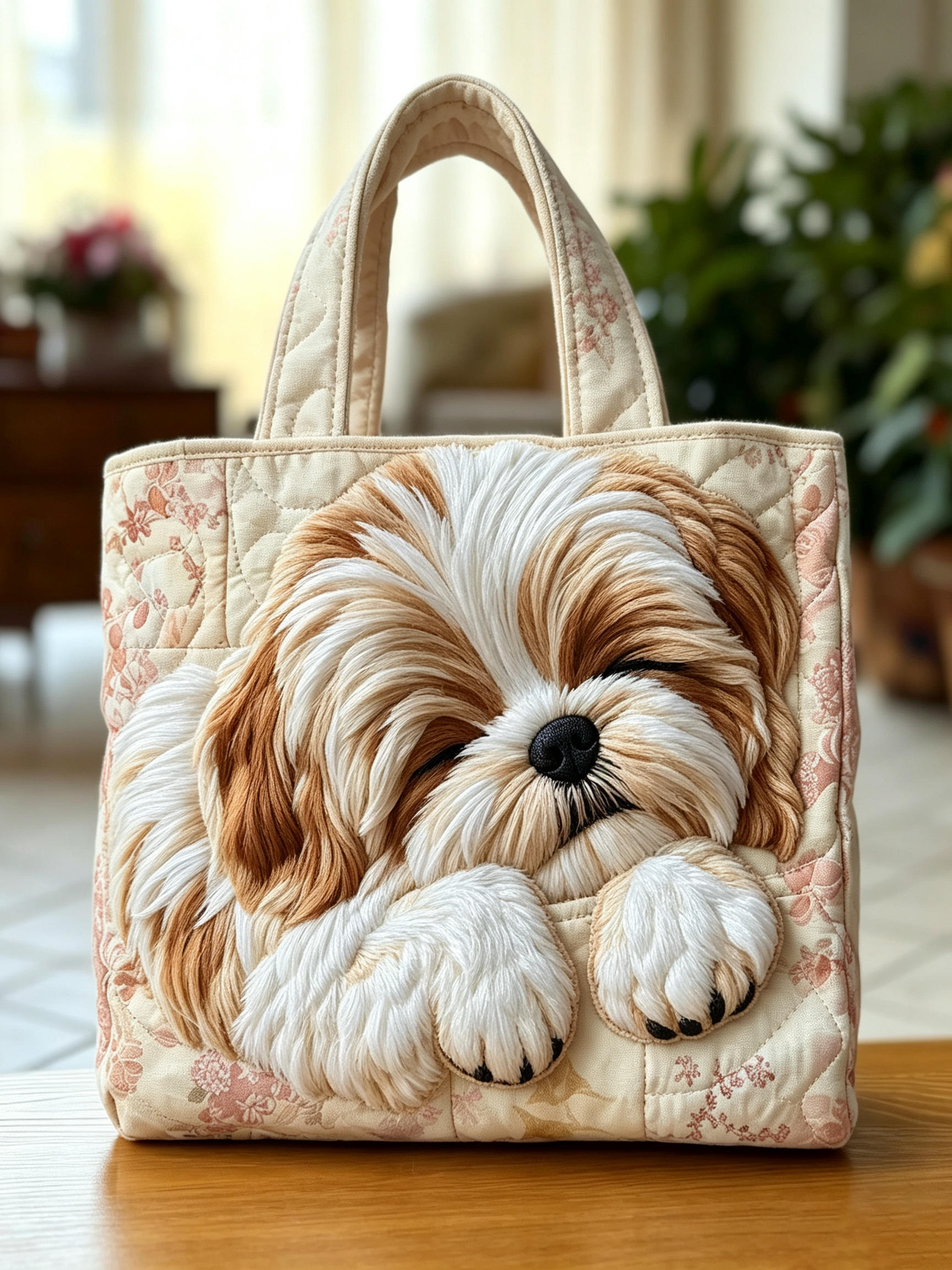 Adorable Shih Tzu QuiltedTote Bag