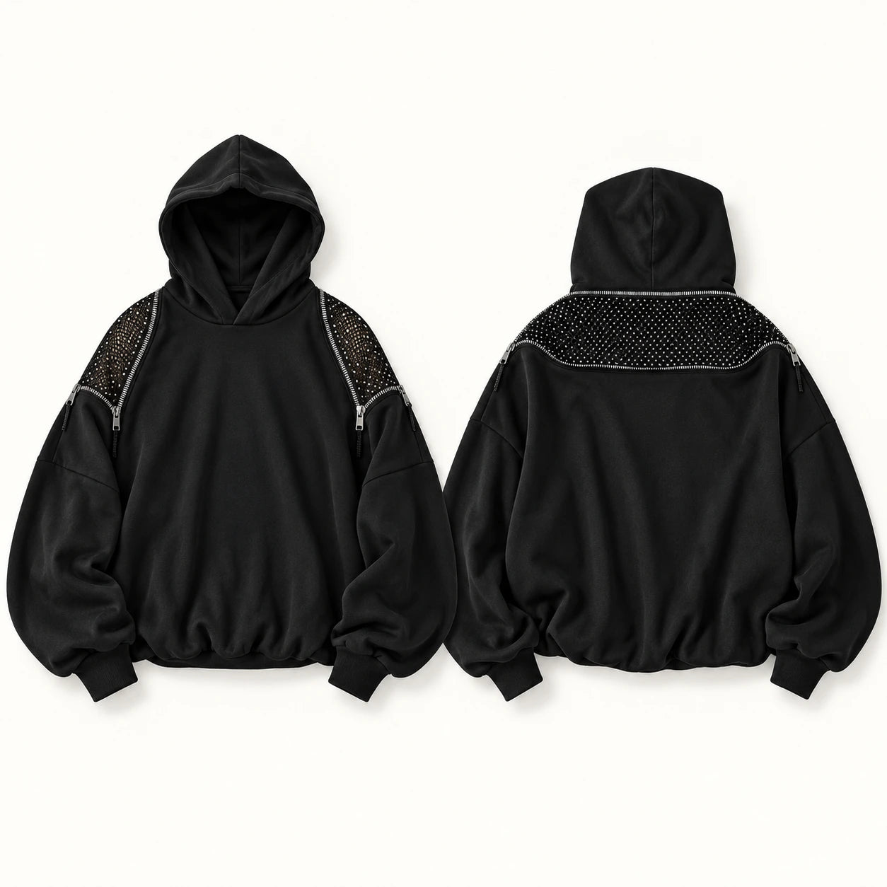 Backless Hoodie – Mesh Open Back Streetwear Top for Women