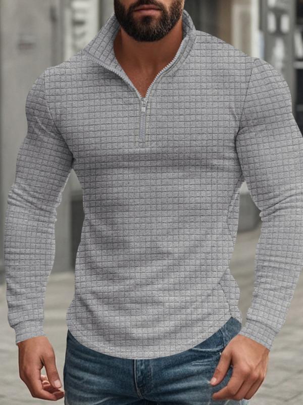  Men's Regular Fit Plain Half Zip Up Sweatshirt
