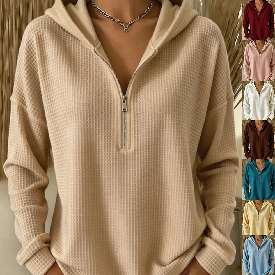 👚✨ Women's Fashion Casual Zip-Neck Hooded Sweatshirt 🧥🤍