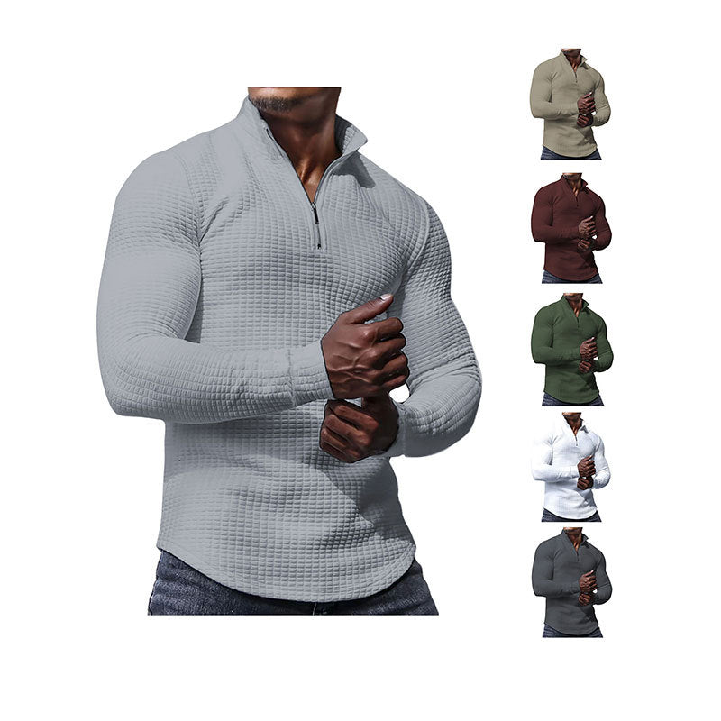  Men's Regular Fit Plain Half Zip Up Sweatshirt