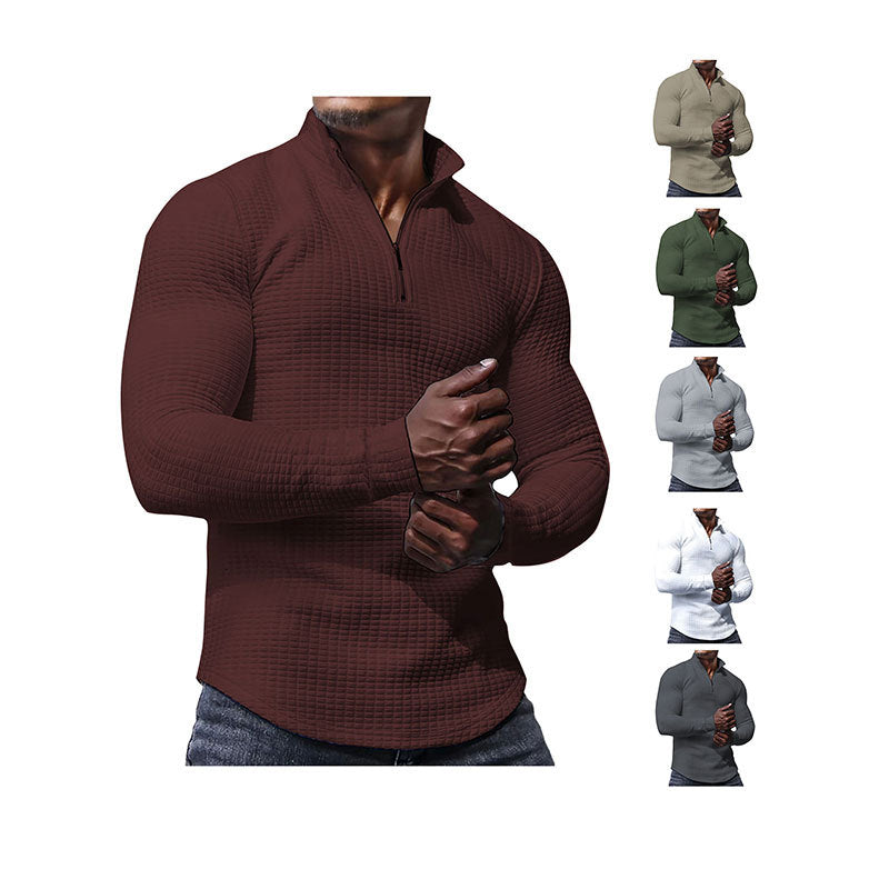  Men's Regular Fit Plain Half Zip Up Sweatshirt