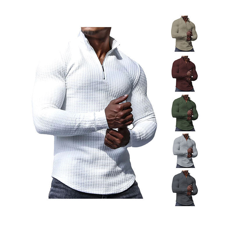  Men's Regular Fit Plain Half Zip Up Sweatshirt