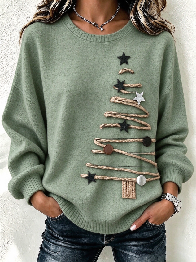 Women‘s Christmas Crew Neck Printing Casual Spring/Fall Long Sleeve Sweatshirt
