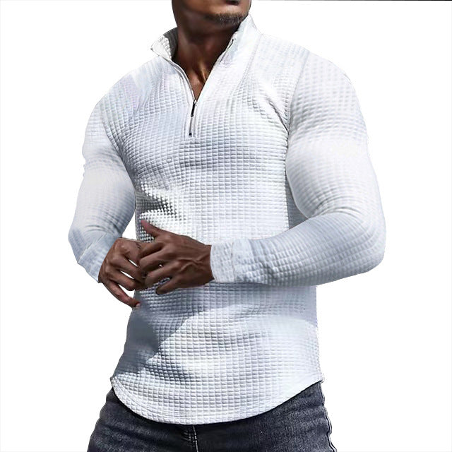  Men's Regular Fit Plain Half Zip Up Sweatshirt