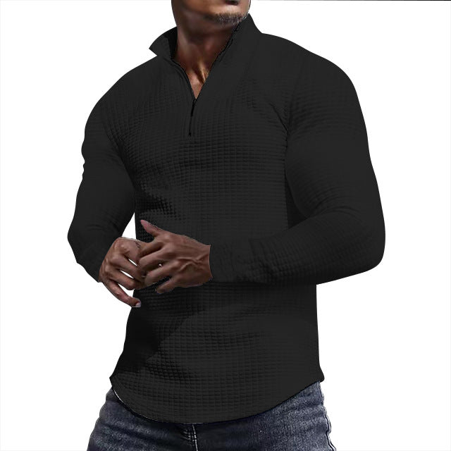  Men's Regular Fit Plain Half Zip Up Sweatshirt