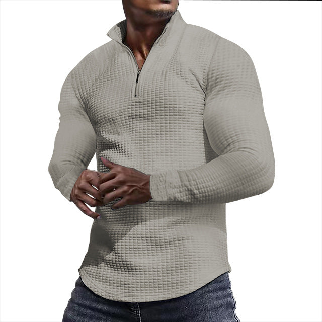  Men's Regular Fit Plain Half Zip Up Sweatshirt